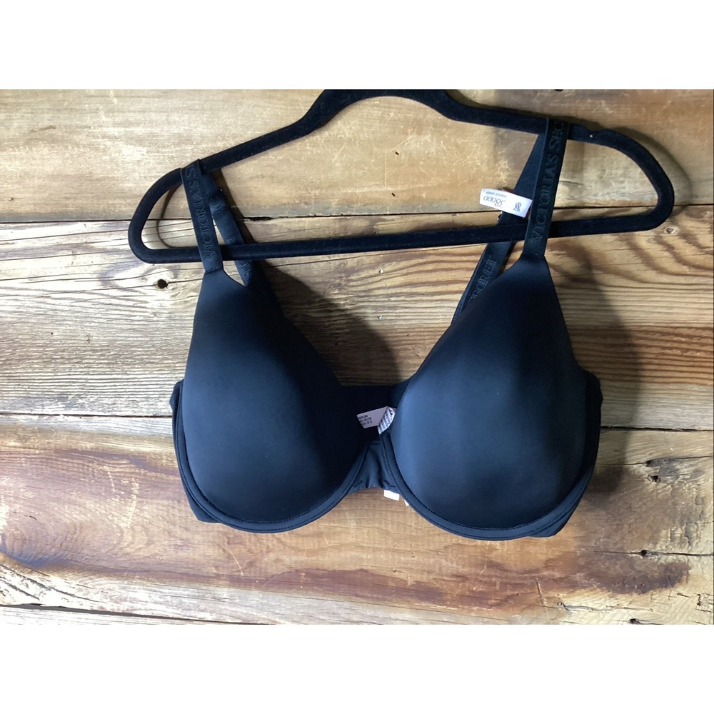 VICTORIA'S SECRET THE T-SHIRT LIGHTLY LINED FULL COVERAGE BRA size 38 DDD Black
